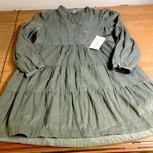 New! Lucky Brand Sage Green Corduroy Dress L